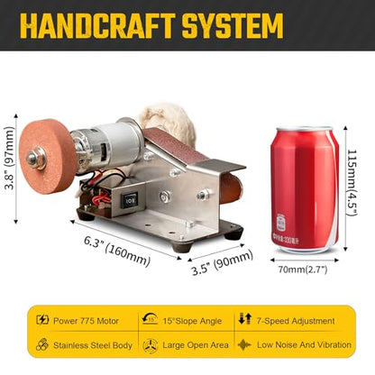 3-in-1 Mini Belt Sander 7-Speed Knife Sharpener Bench Grinder - color: Model.1 Knife Making Plus Kit, size: Model.1 Knife Making Plus Kit