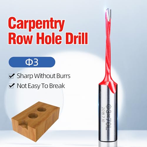 HUHAO 3mm Carbide Tipped Brad Point Boring Bit, Left Hand Dowel Drill Bits - size: 3mm Dia x 70mm Long x 10mm Shank L