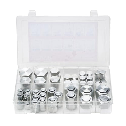 VEVOR 72 PCS ORFS Hydraulic Fittings, O Ring Face Seal Fitting Kit, Hydraulic Hose Tube and Pipe Fittings, Cap and Plug Set for Hydraulics, O Ring Assortment Kit Precision Thread, Sizes 4 6 8 10 12 16