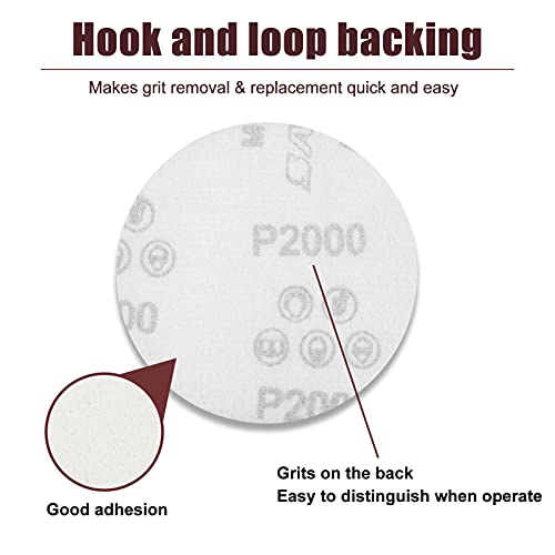 SPEEDWOX 50pcs Sanding Discs 4 Inches Sandpaper 2000 Grit Hook and Loop Sanding Discs for Drill Grinder Rotary Tools No Hole - size: 2000 Grit