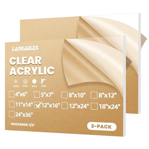 2 Pack 12x16 1/4" Clear Plexiglass Sheets for Glass Replacement - size: 12 x 16"