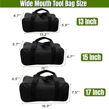 BLIRITEL 15 Inch Wide Mouth Tool Bag, Waterproof Oxford Electrician Tool Bag, Large Capacity Tools Organizer and Storage Handbag, Tool Pouch Tote Bag for Hand Power Tools Car Repair (15 Inch) - size: 15 Inch