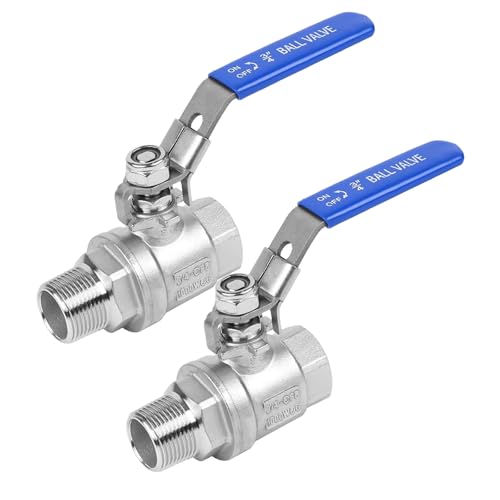 2 Pack 3/4" Full Port Ball Valve NPT Male x Female 304 Stainless Steel Heavy Duty 1000 WOG Shut Off Valve with Locking Device (3/4 Inch) - size: 3/4 Inch
