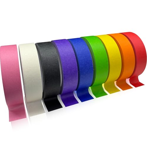 Colored Painters Tape, Premium Masking Tape, Multi-Surface Paint Tape, Removes Easily, Colorful Craft Paper Tape for Wall Painting Art Scrapbook Supplies (0.94 Inch Wide, 198yd =0.94IN*22yd*9) - size: 9rolls, 0.94in x 22yds, Colored