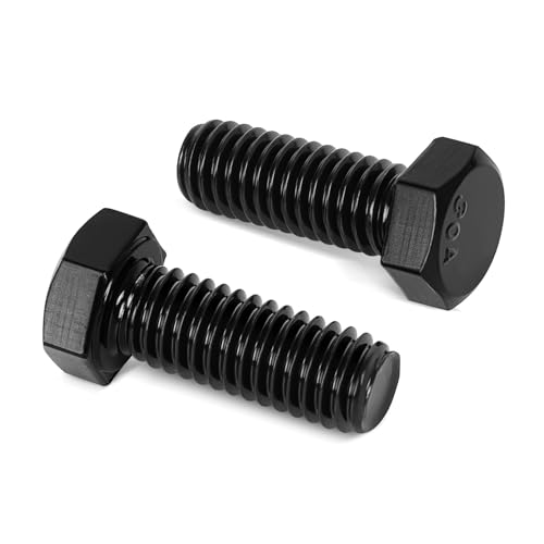 25 PCS M6 x 25mm Hex Head Screw Bolt, Stainless Hex Bolts, Full Thread, 18-8 Stainless Steel (304), Black Coating - size: M6 x 25mm