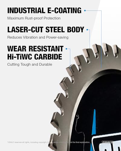 CRALY 8 Inch 42 Teeth Steel and Ferrous Metal Cutting Circular Saw Blade, 5/8 Inch Arbor, Thin Kerf, Professional Carbide Tipped Blade for Angle Iron, Threaded Rod, EMT Conduit(C0842MC) - size: 8" 42T