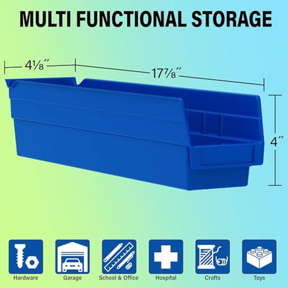 Akro-Mils 30128 Heavy Duty Plastic Shelf Bins, 18"x 4"x 4", Yellow, 12-Pack - color: Yellow