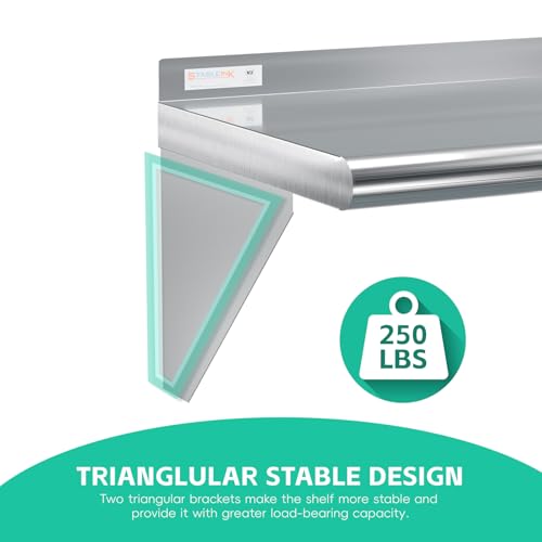 STABLEINK NSF Stainless Steel Wall Shelf 12x36 Inches, Commercial Kitchen - size: 12"x36"