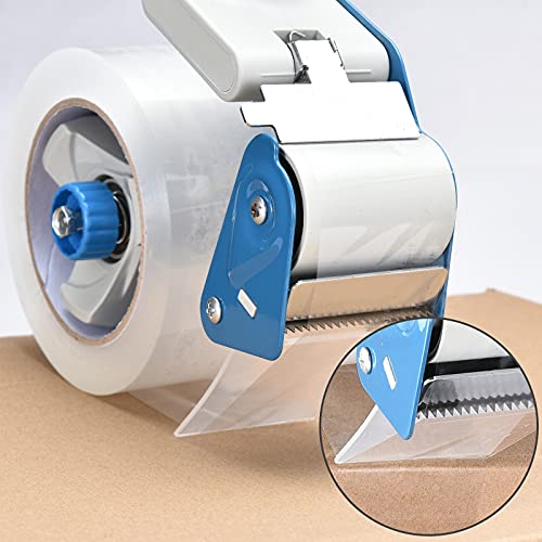 Packing Tape Dispenser Gun, Pacific Mailer 3 Inch Tape Gun Dispenser with 3 Inch Carton Packing Tape, Lightweight Industrial Side Loading Tape Dispenser - Blue