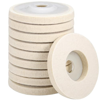 10 Packs 4.5" x 7/8" Round Wool Felt Polishing Disc Kit for Angle Grinder - style: 10Packs Wool Felt Polishing Disc