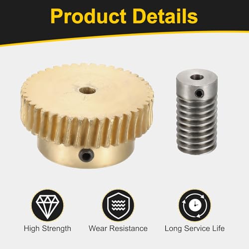 uxcell Worm Gear Set 40T 1:40 Reduction Rate1045 Steel Rod 5mm Bore - size: Gear-4mm, Rod-5mm Bore, style: 0.8M-40T