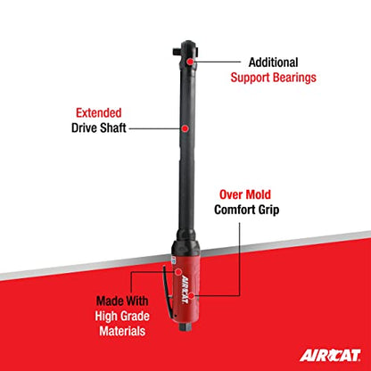 AIRCAT 808-22-A 3/8" Long Reach Ratchet, 65 ft-lb Max Torque, 200 RPM - style: Composite Overmold Grip