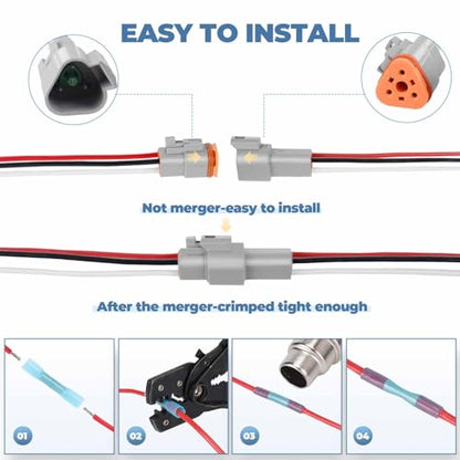 2 Kit Deutsch DT 3 Pin Grey Male Female Wiring Harness,16 AWG - color: Grey 3Pin, size: 2Set