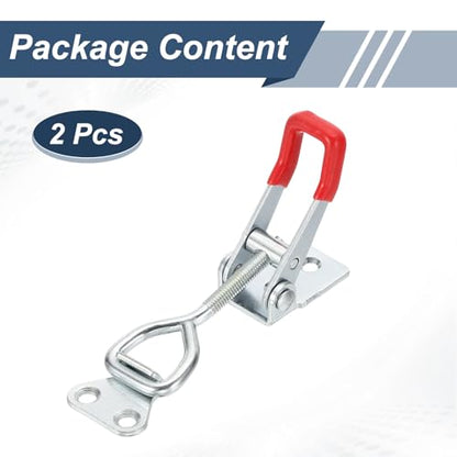 HARFINGTON 2pcs Adjustable Toggle Clamp M6 x 32mm 396lbs Holding Capacity 4002 Style Quick Release Pull Latches Clamps Hasp for Smoker Lid Jig Tool Box Case, Silver Red - color: Silver Red, size: M6 x 32mm + 396lbs