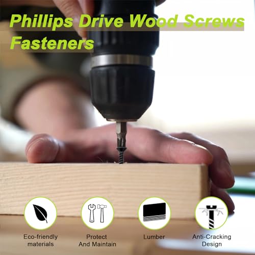 #4 Wood Screws Set, 500pcs Flat Head Self Tapping Short Screws Kit - color: M3-Zinc, size: 500PCS