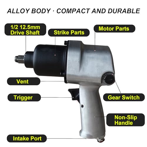 Air Impact Wrench 1/2 Drive, 1000 N.m Torque with 5-Mode Speed