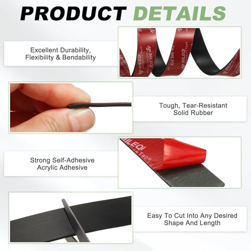 PATIKIL Neoprene Rubber Strips 1" W x 1/16" T x 3.3FT L Self Adhesive 2Pcs - size: 1" x 1/16" x 3.3FT