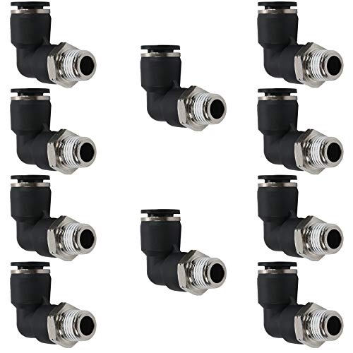 10PCS Male Elbow 3/8" Tube OD x 1/4" NPT Push to Connect Fittings - size: 3/8"OD x 1/4"NPT