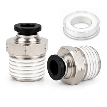 Unykora 1/4" OD x 1/2" NPT Pneumatic Push to Connect Fittings, 20-Pack - size: 1/4"OD x 1/2" NPT