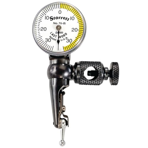 Starrett 711 Last Word Dial Test Indicator, .030" Range, .001" Graduation - size: 0-0.03", White Dial, style: 0.001" Graduation, with Body Clamp Only