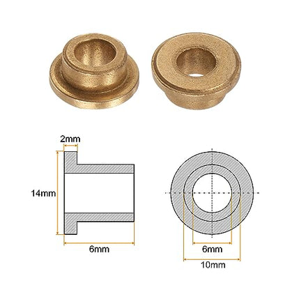 HARFINGTON 8pcs Flange Bearing Sleeve 6mmBore,10mmOD,6mm L,Bronze Bushing - size: 6mm x 10mm x 6mm