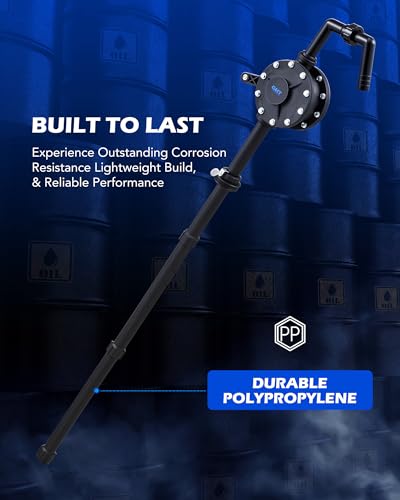 OMT 55 Gallon Drum Pump, Hand Water Pump Fits 5 to 55 Gallon Drums - color: Black Rotary Action Reinforced Pp Pump
