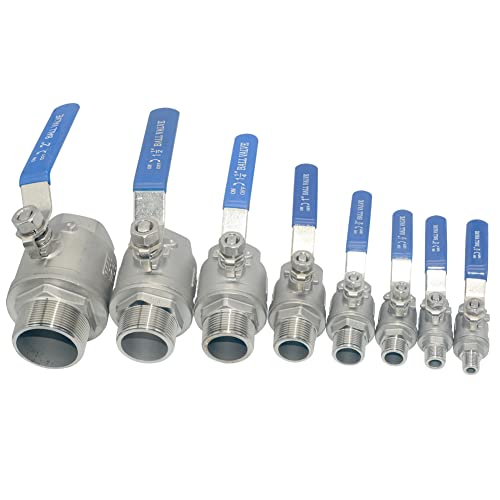 1Pcs Full Port Ball Valve 1/2'' - Heavy Duty Male NPT (MNPT) X Female NPT (FNPT) Thread with Long Handle Switch,Stainless Steel 304 for Water, Oil, and Gas,1000WOG - size: 1/2''