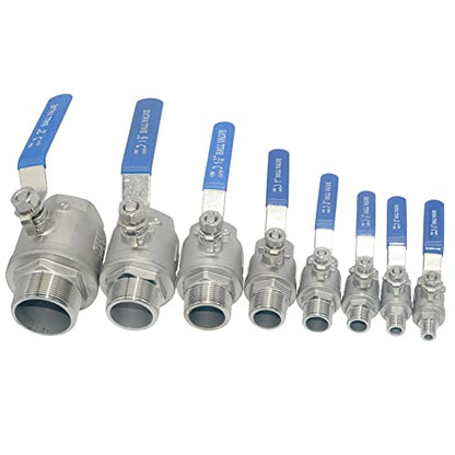 1Pcs Full Port Ball Valve 1/2'' - Heavy Duty Male NPT (MNPT) X Female NPT (FNPT) Thread with Long Handle Switch,Stainless Steel 304 for Water, Oil, and Gas,1000WOG - size: 1/2''