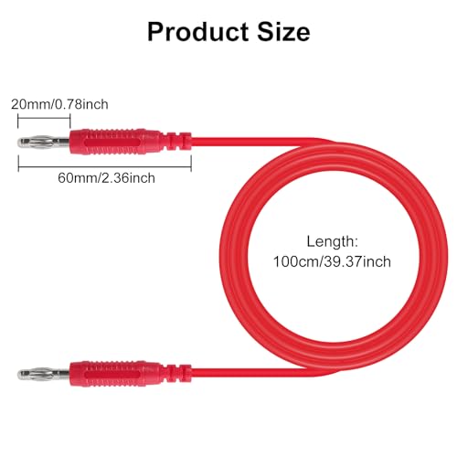 4mm Banana Plug Test Leads Dual-Ended Multimeter Electrical 4mm Banana-Plug Silicone Flexible Copper Cable 1 Meter for Multimeter & Oscilloscope Testing