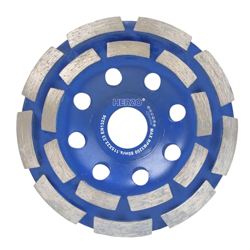 HERZO Diamond Concrete Grinding Wheel 4 1/2 inch,Angle Grinder Segment Wheels Cup for Polishing and Cleaning Stone Concrete Surface, Cement, Marble, Rock, Granite, and Thinset Removing 115mm - style: 115mm Blue