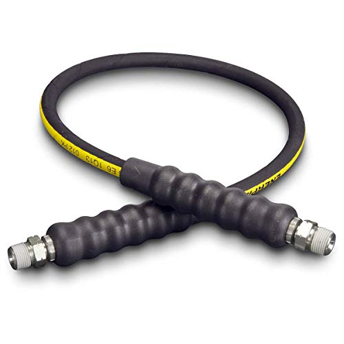 Enerpac 900 Black Rubber High Pressure Hydraulic Hose Assembly, 2' Length, 3/8" NPTF x 3/8 NPTF Coupling,1/4" ID