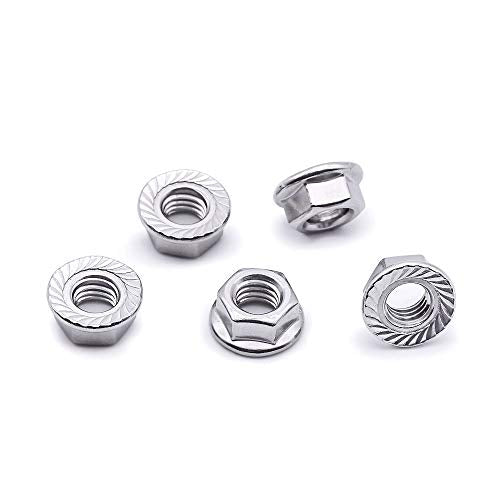 1/2"-13 Serrated Flange Hex Lock Nuts Hexagon Nuts, 304 Stainless Steel 18-8, Full Thread, Coarse Thread UNC, Pack of 10 - size: 1/2"-13