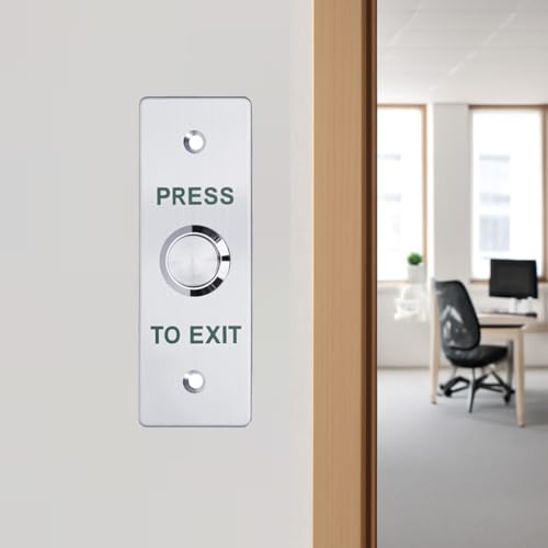 Push to Exit Button，12V DC Push to Exit Switch with LED Light, IP67 Waterproof,NC/NO/COM Outputs, Surface Mount Request-to-Exit Device for Access Control Systems (115X40-A) - color: 115X40-A