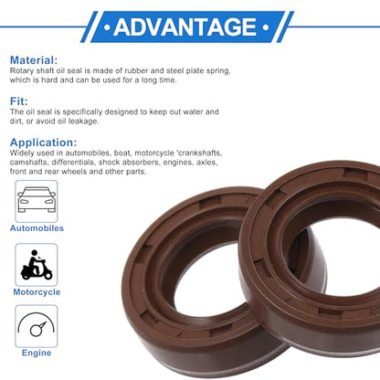 Oil Seal Ring Rotary Shaft Seal FKM Rubber 15x25x7mm 2Pcs Brown - size: 15x25x7mm