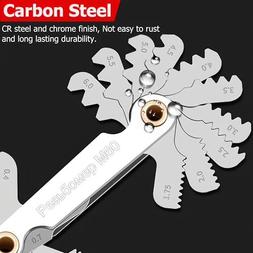 Thread Gauge Metric 60 Degree 20 Leaves,0.4–6 TPI Thread Gage Tool Carbon Steel Thread Measuring Tool, Thread Profiles and Locking Devices(Metric Thread Gauge) - color: Metric Thread Gauge
