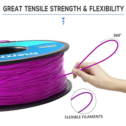 GIANTARM 95A TPU 3D Printer Filament 1.75mm, 1kg Spool, Purple, +/- 0.03mm - color: Tpu-purple 2