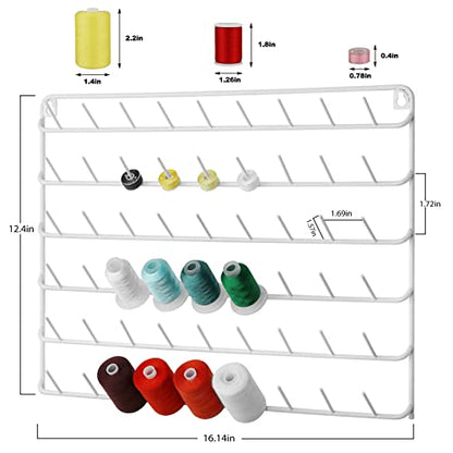 YBING Thread Holder Organizer Wall, 54-Spool Sewing Thread Rack - color: White