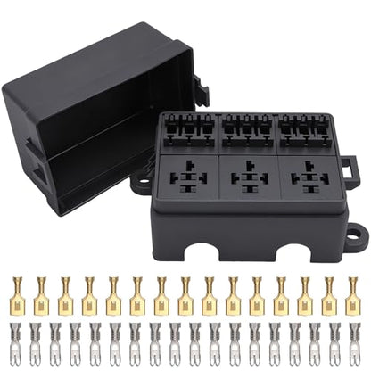 12V 9 Way Fuse Relay Box, 3 Relays and 9 ATC/ATO Blade Fuse Slots, Compatible with 4-Pin 5-Pin 40Amp Relay, for Cars Truck Marine Boat Jeep - size: 3Relays 9Fuses slots, style: Box