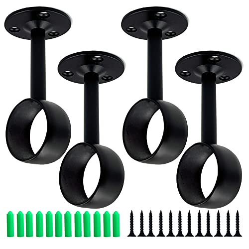 1Inch 4 Packs Black Heavy Duty Stainless Steel Curtain Rod Brackets End Supports Closet Pole Sockets Flange Rod Holder with Screws， Closet Shelf and Rod Brackets (1 inch Qualcomm Flange) - color: 1 inch Qualcomm Flange