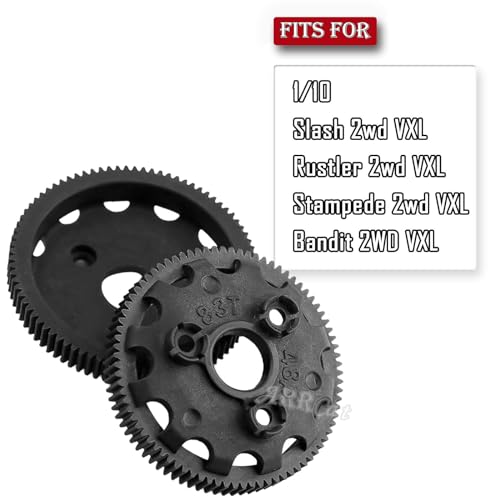83T Slipper Clutch Spur Gear Upgrades Part for 1/10 Slash Rustler Stampede Bandit 2WD VXL XL-5,ARRCat 86T (48-Pitch) Spur Gear Differential Gear and 21T 23T 25T Pinions Gear