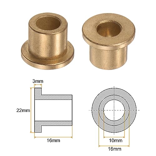 HARFINGTON 8pcs Flange Bearing Sleeve 10mm Bore 16mm OD 16mm Length 3mm Flange Thickness Bronze Bushing Self Lubricating Bushings Sleeve for Industrial Equipment - size: 10mm x 16mm x 16mm