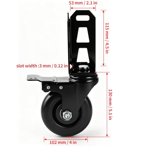 4" Storage Rack Caster Wheels, Fit Boltless Shelving Rack Posts