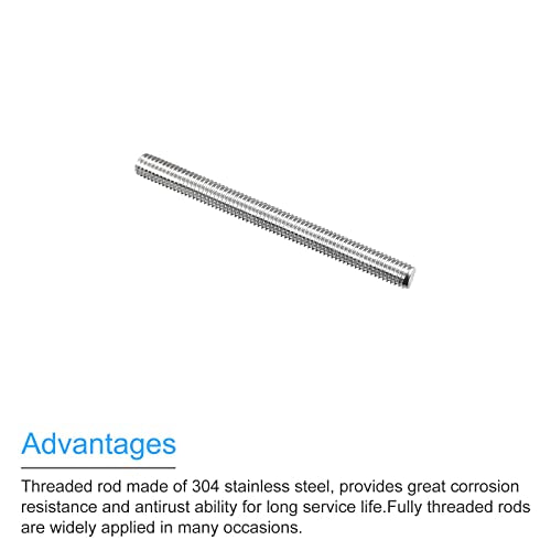 MECCANIXITY Fully Threaded Rod M5 x 55mm 0.8mm Thread Pitch 304 Stainless Steel Right Hand Threaded Rods Bar Studs 5 Pack - size: M5 x 55mm