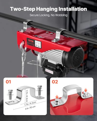 VEVOR Electric Hoist, 2200 lbs 120V Electric Winch with 328 ft Wireless & 14 ft Wired Remote Control, 40 ft Single Cable Lifting Height, Single/Double Slings, Lift Hoist for Garage Warehouse Factory - size: 2200LBS Wireless/Wired