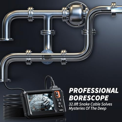 Endoscope Camera with Light, 1920P HD Borescope Tools, Dual Lens(32.8FT) - size: 32.8FT