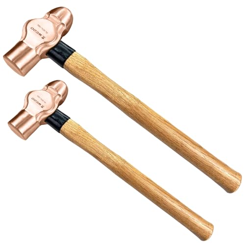 WEDO 2PCS Ball Pein Hammer,1/2lb+1lb Non-Sparking Ball Peen Hammer with Wooden Handle, Beryllium Copper,Non-Magnetic,Die-forged,Corrosion Resistant,BAM & FM Certificate,DIN Standard - color: Beryllium Copper, size: 2pcs-setB