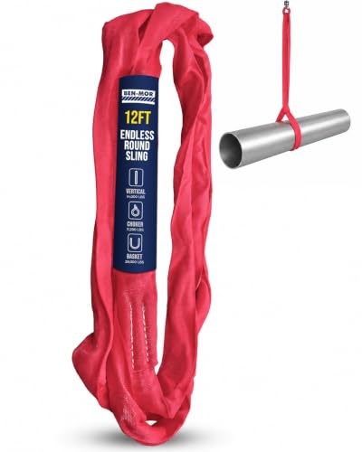 Ben-Mor Heavy-Duty Round Lifting Sling,12 ft 14,000 lb - color: Red - 14,000 lb Vertical WLL, size: 12 feet