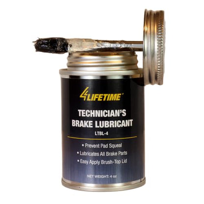 4LIFETIMELINES Technician's Grade Brake Lubricant - Rust and Corrosion Protection - Silences Squeaks - Mess-Free Application with Brush Top Can - 4 oz - size: Standard Formula