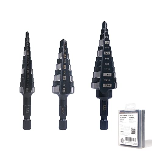 1/2" 3/4" 7/8" Quick Change M2 Step Drill Unibit Set - size: Set (1/2", 3/4" & 7/8")