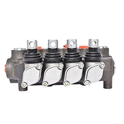 4 Spool Hydraulic Control Valve Double Acting Control Monoblock Valve for Tractor Loader, 21GPM 3600 PSI SAE Ports